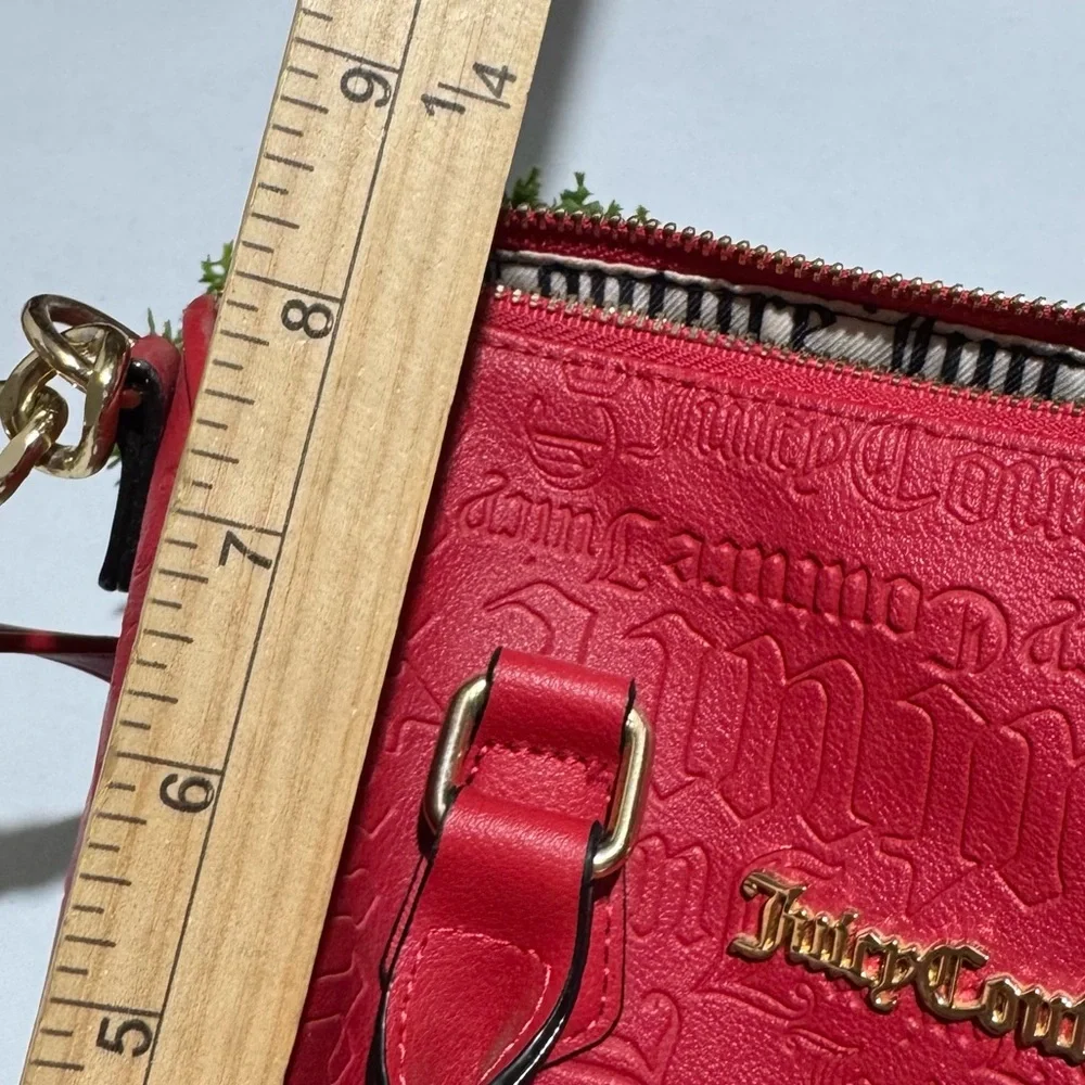 Juicy Couture Red Embossed Top‎ Handle Satchel Shoulder Bag Purse